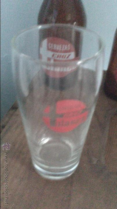 Antiquit&auml;ten: baso de cristal de la antigua fabrica de cerveza cruz blanca de santander