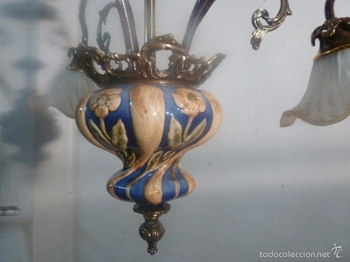 Antig&uuml;edades: lampara de bronce y tulipas - Foto 12