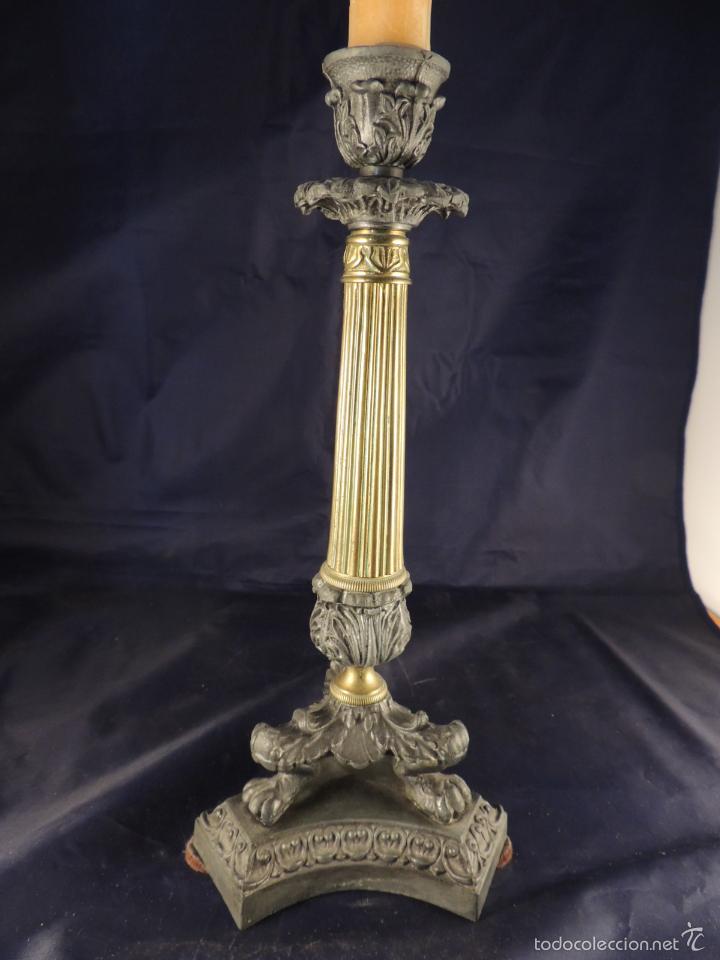 Antig&uuml;edades: CANDELERO CANDELABRO DE BRONCE CARLOS X - Foto 2