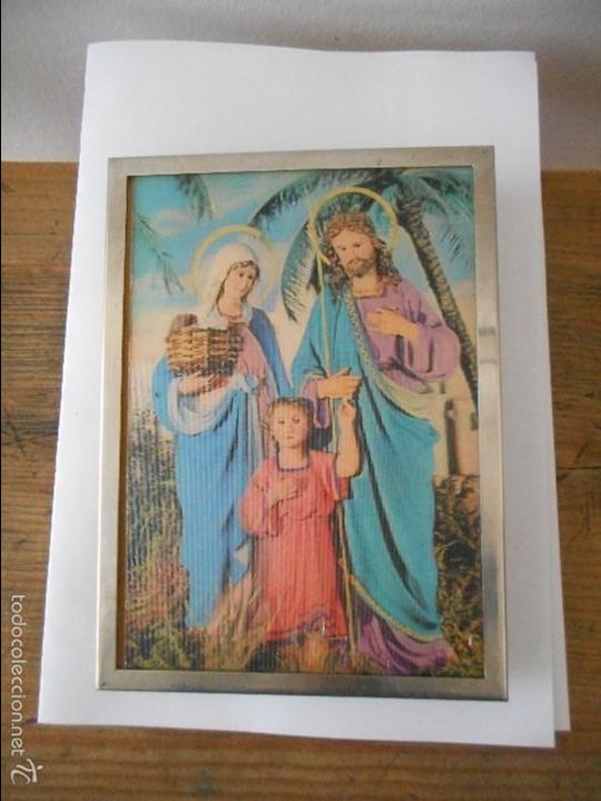 Antig&uuml;edades: Cuadro Virgen Mar&iacute;a, Jos&eacute; y Jes&uacute;s - Foto 2