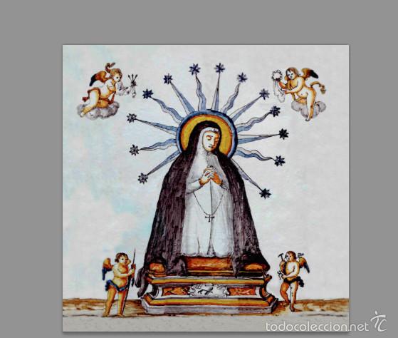 Antig&uuml;edades: Placa Madera 15x15 virgen del Mayor Dolor - Foto 1