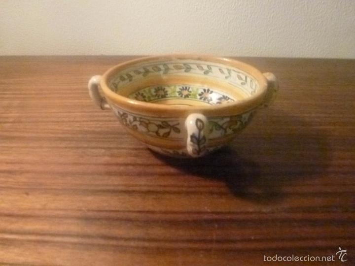Antig&uuml;edades: cuenco de ceramica flores amarillo - Foto 2