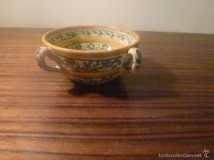 Antig&uuml;edades: cuenco de ceramica flores amarillo - Foto 3