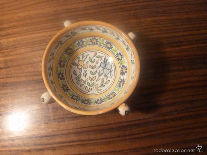 Antig&uuml;edades: cuenco de ceramica flores amarillo - Foto 4