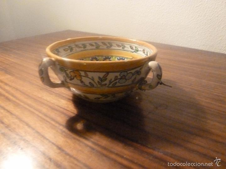 Antig&uuml;edades: cuenco de ceramica flores amarillo - Foto 7