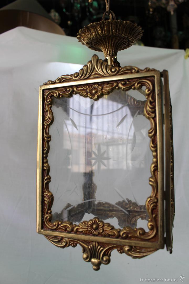 Antig&uuml;edades: lampara de techo en bronce - Foto 2