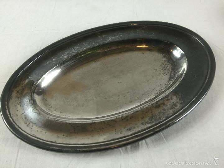 Antig&uuml;edades: Bandeja de plata inglesa, en forma oval. - Foto 1