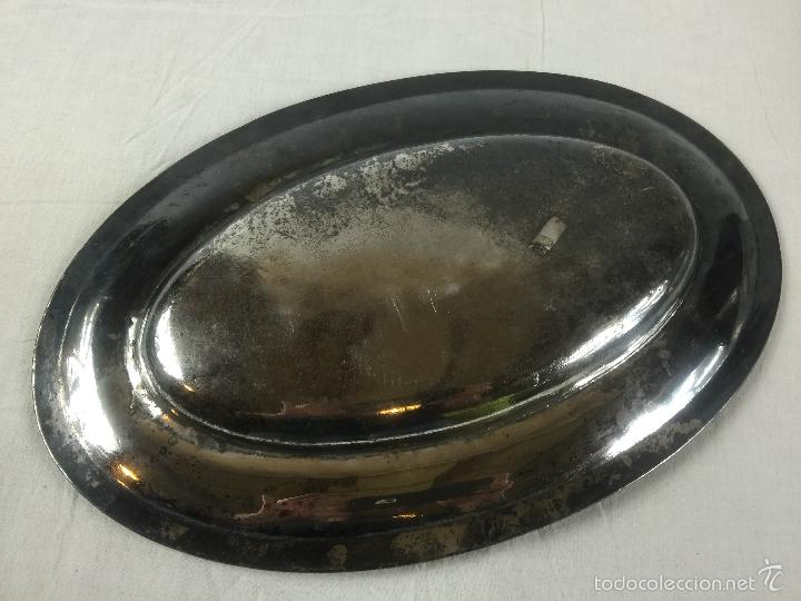 Antig&uuml;edades: Bandeja de plata inglesa, en forma oval. - Foto 2