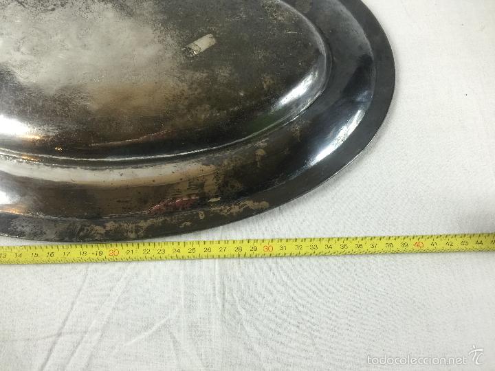 Antig&uuml;edades: Bandeja de plata inglesa, en forma oval. - Foto 3
