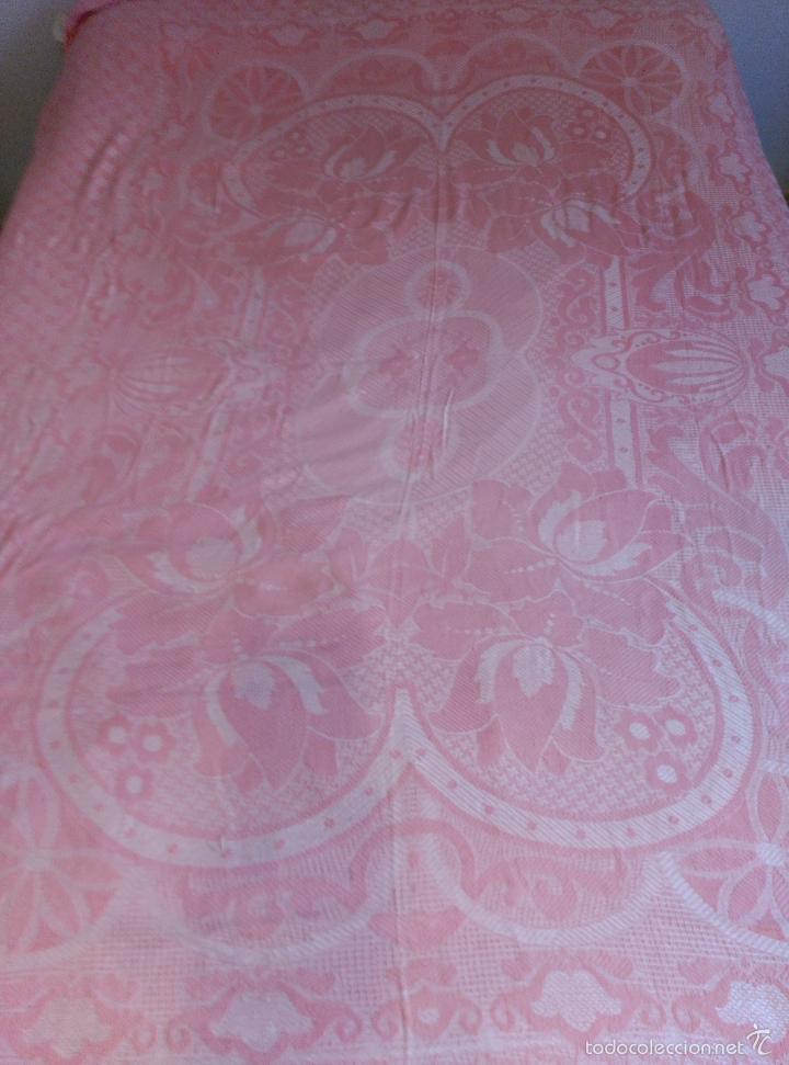 Antig&uuml;edades: Colcha antigua de algod&oacute;n rosa - Foto 6