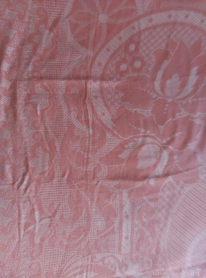 Antig&uuml;edades: Colcha antigua de algod&oacute;n rosa - Foto 7