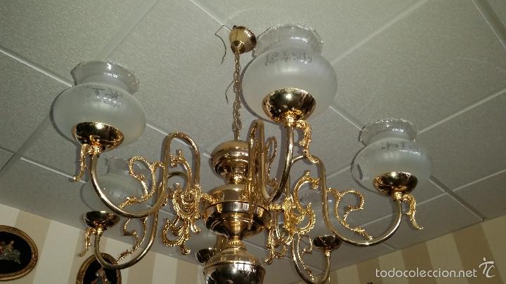 Antig&uuml;edades: LAMPARA EN BRONCE Y METAL ORO - Foto 4