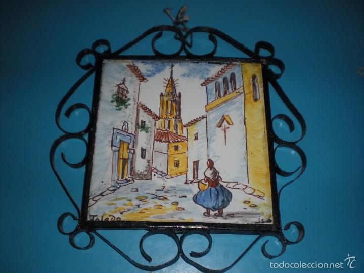 Oggetti Antichi: AZULEJO DE TOLEDO PINTADO A MANO SOBRE FILIGRANA