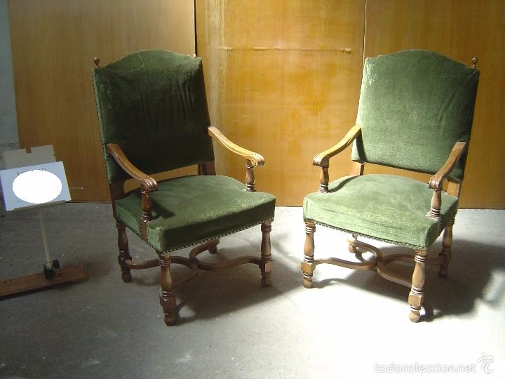 Antig&uuml;edades: 2 sillones en terciopelo verde - Foto 1
