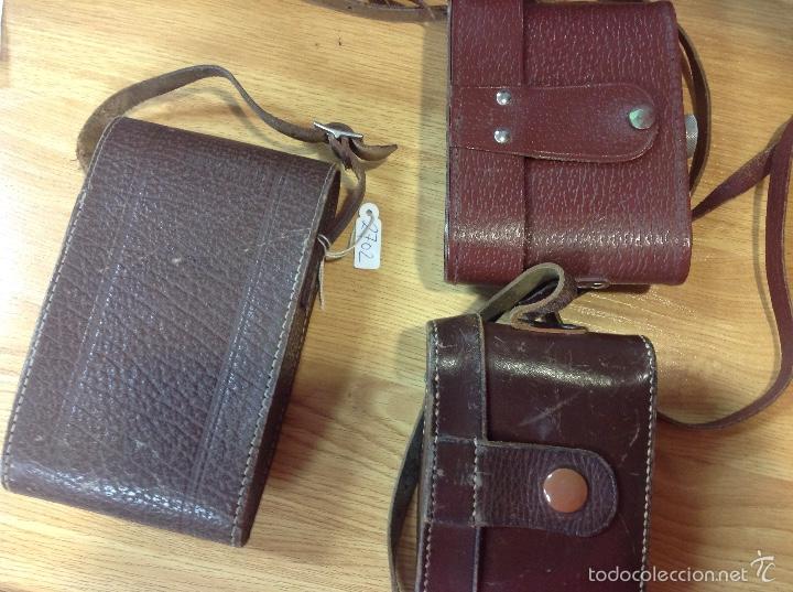 Antig&uuml;edades: Lote de 3 fundas DE PIEL de c&aacute;maras - Foto 2