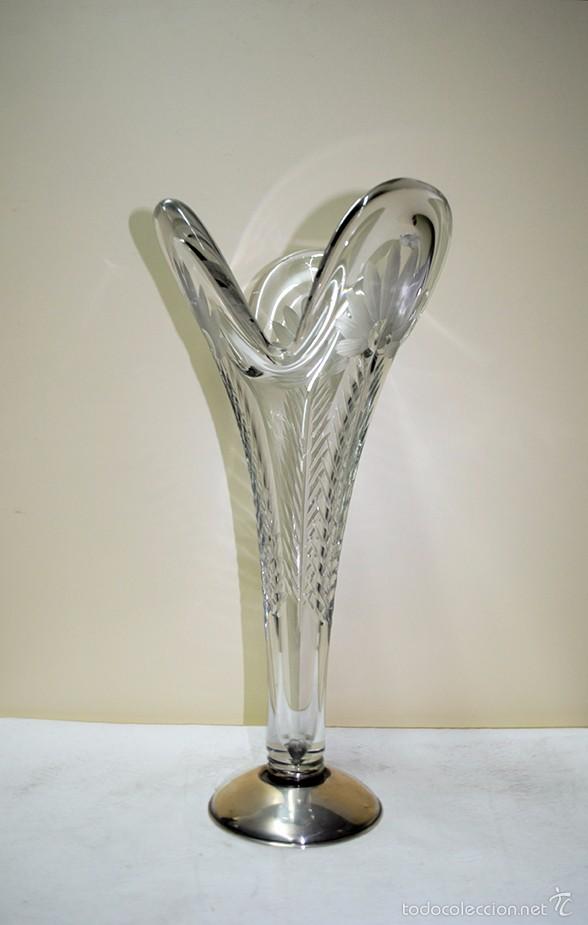 Antig&uuml;edades: JARR&Oacute;N ANTIGUO DE CRISTAL PIE DE PLATA - Foto 1