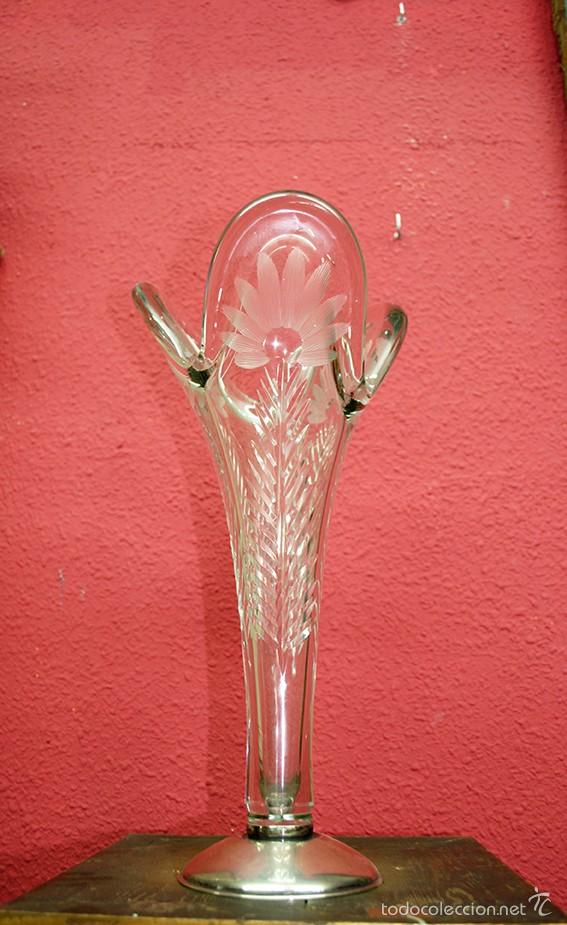 Antig&uuml;edades: JARR&Oacute;N ANTIGUO DE CRISTAL PIE DE PLATA - Foto 2