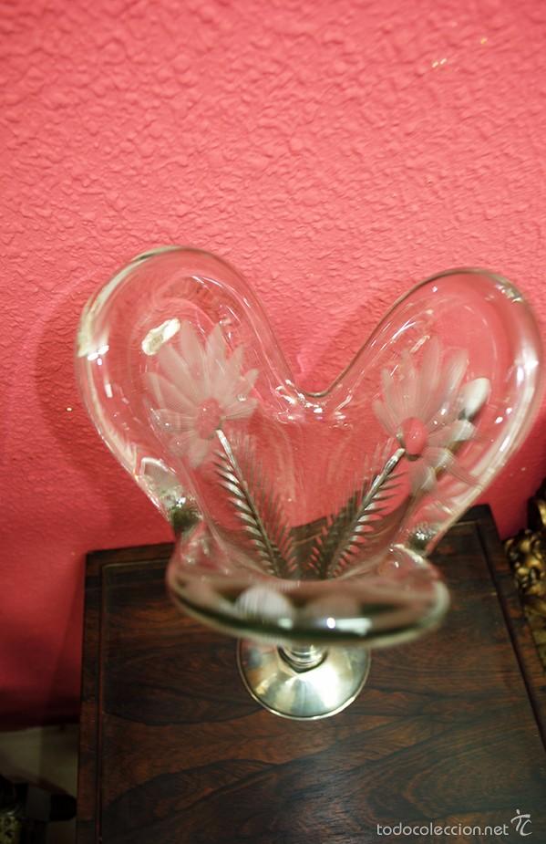 Antig&uuml;edades: JARR&Oacute;N ANTIGUO DE CRISTAL PIE DE PLATA - Foto 4