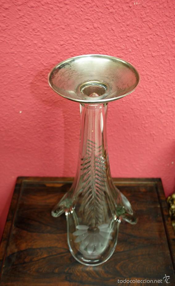 Antig&uuml;edades: JARR&Oacute;N ANTIGUO DE CRISTAL PIE DE PLATA - Foto 5