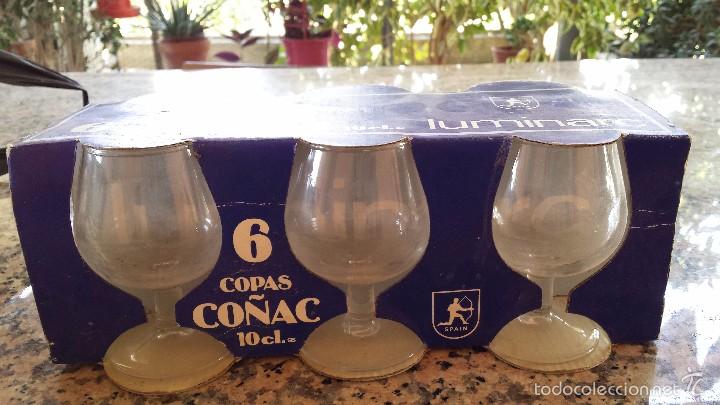 Antig&uuml;edades: antiguo juego de copas de co&ntilde;ac a estrenar luminar - Foto 1