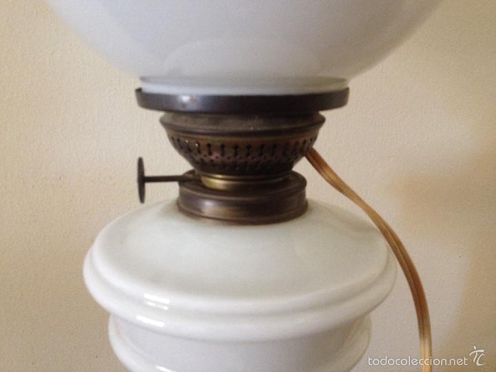 Antig&uuml;edades: QUINQU&Eacute; TRANSFORMADO EN L&Aacute;MPARA.FUNCIONA BOMBILLA 220 V.OPALINA BLANCO.KOSMOS BRENNER - Foto 5