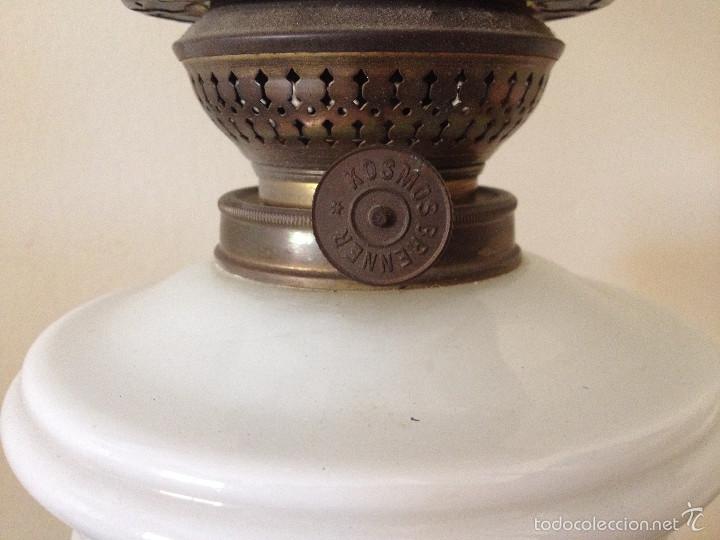 Antig&uuml;edades: QUINQU&Eacute; TRANSFORMADO EN L&Aacute;MPARA.FUNCIONA BOMBILLA 220 V.OPALINA BLANCO.KOSMOS BRENNER - Foto 6