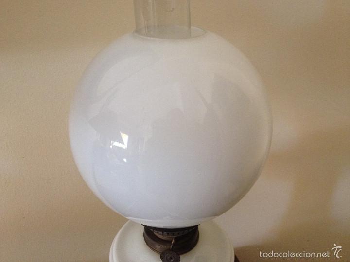 Antig&uuml;edades: QUINQU&Eacute; TRANSFORMADO EN L&Aacute;MPARA.FUNCIONA BOMBILLA 220 V.OPALINA BLANCO.KOSMOS BRENNER - Foto 8