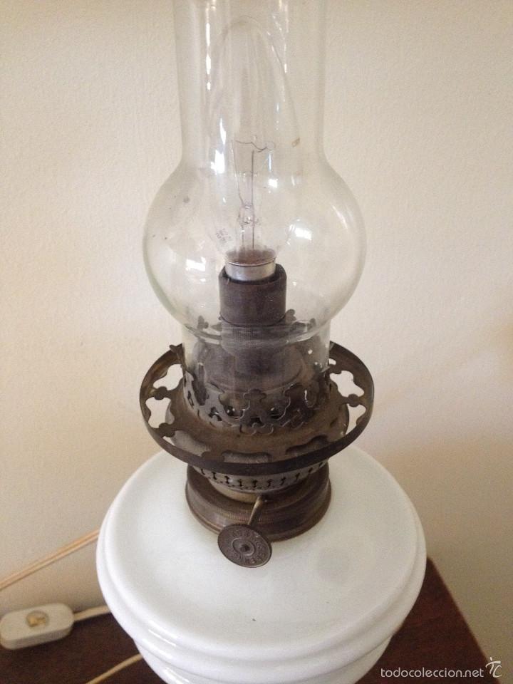 Antig&uuml;edades: QUINQU&Eacute; TRANSFORMADO EN L&Aacute;MPARA.FUNCIONA BOMBILLA 220 V.OPALINA BLANCO.KOSMOS BRENNER - Foto 11