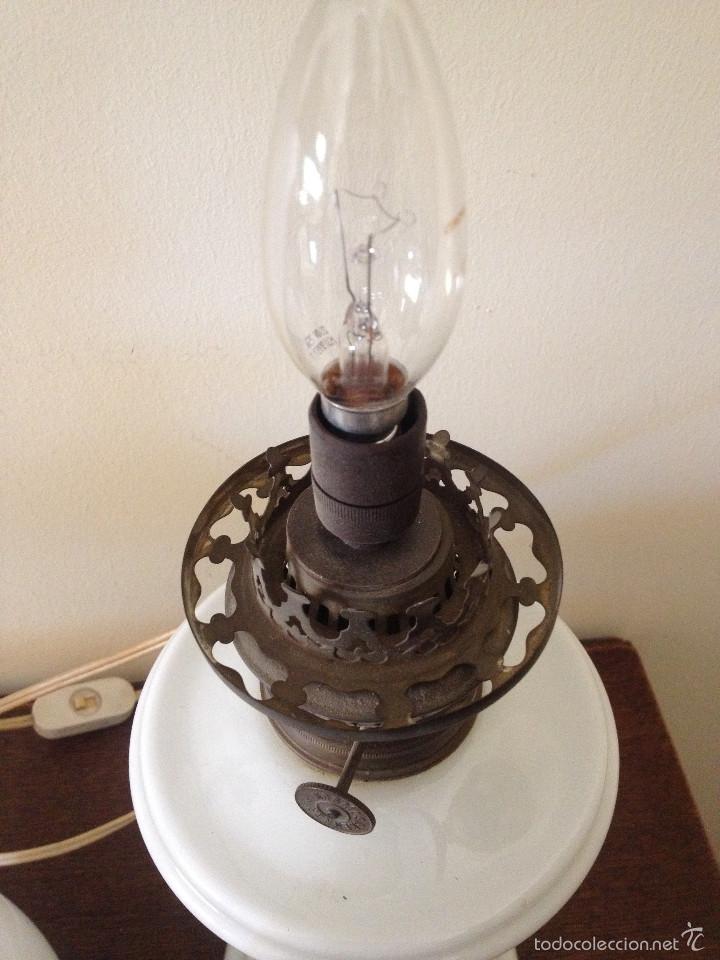 Antig&uuml;edades: QUINQU&Eacute; TRANSFORMADO EN L&Aacute;MPARA.FUNCIONA BOMBILLA 220 V.OPALINA BLANCO.KOSMOS BRENNER - Foto 13