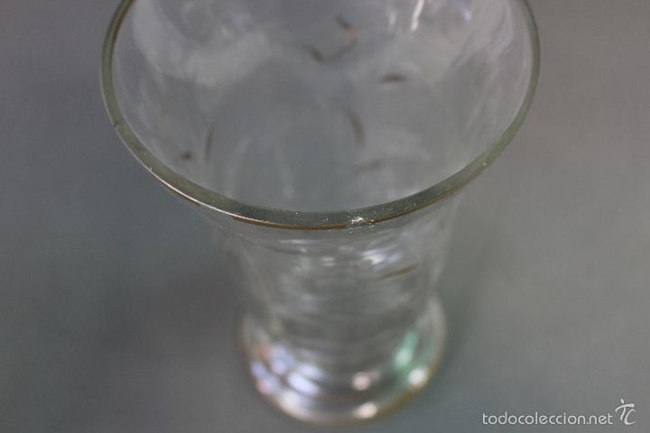 Antig&uuml;edades: jarron florero en cristal con ribete en oro - Foto 3