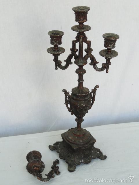 Antig&uuml;edades: ANTIGUO CANDELABRO DE CALAMINA. - Foto 1