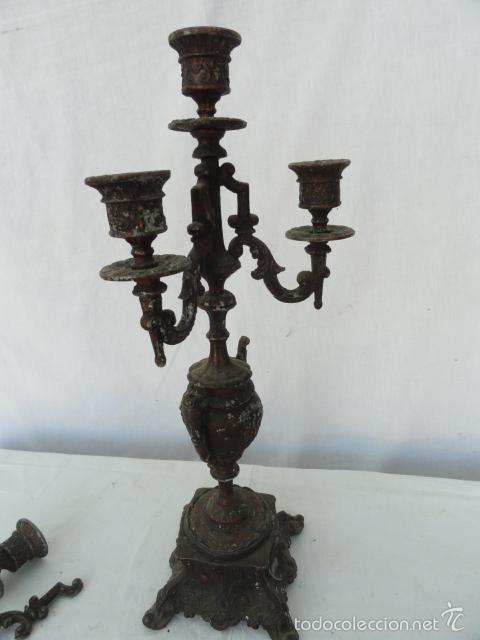 Antig&uuml;edades: ANTIGUO CANDELABRO DE CALAMINA. - Foto 5