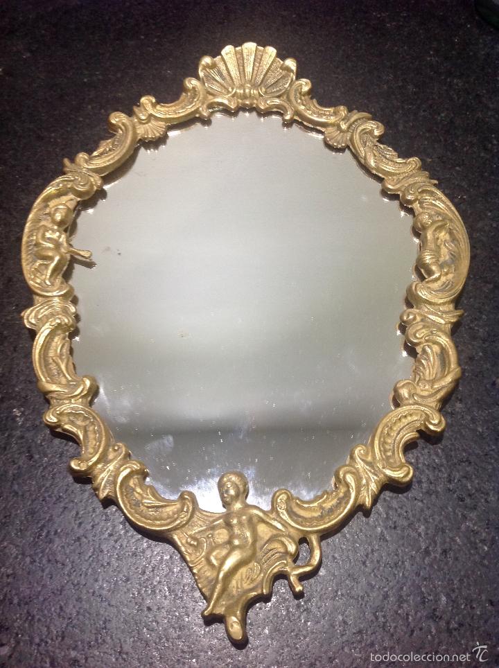 Antig&uuml;edades: ANTIGUO ESPEJO DE BRONCE SIGLO XIX - Foto 1