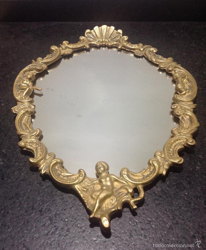 Antig&uuml;edades: ANTIGUO ESPEJO DE BRONCE SIGLO XIX - Foto 2
