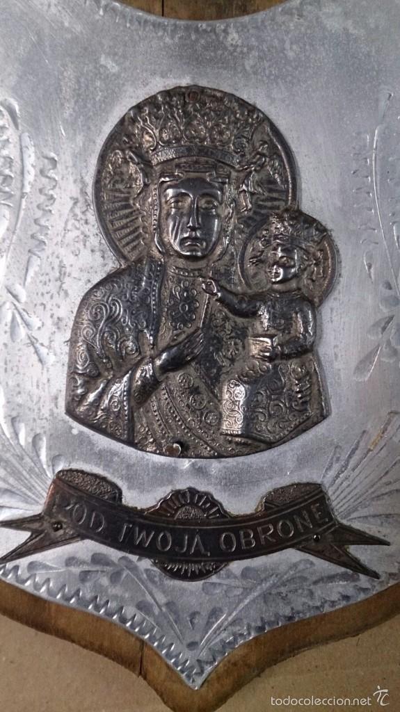 Antig&uuml;edades: Icono de Virgen con ni&ntilde;o en esta&ntilde;o y madera - Foto 1
