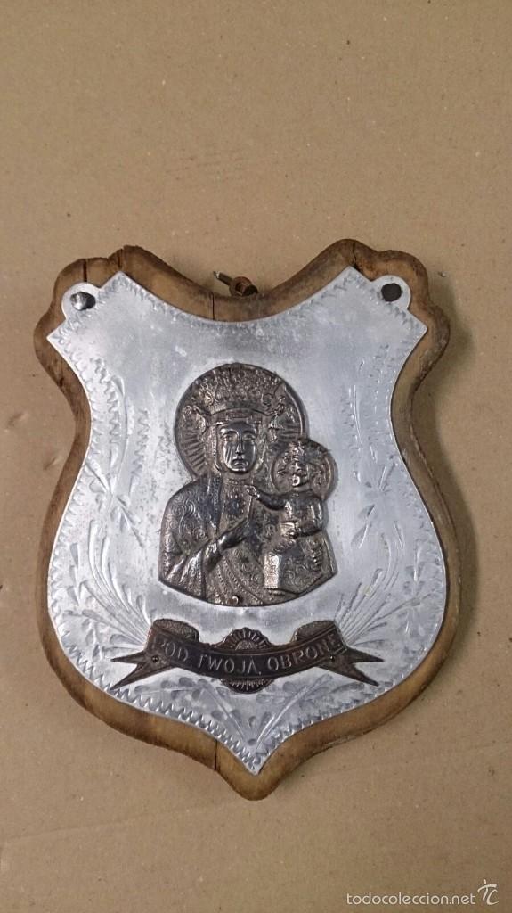 Antig&uuml;edades: Icono de Virgen con ni&ntilde;o en esta&ntilde;o y madera - Foto 2