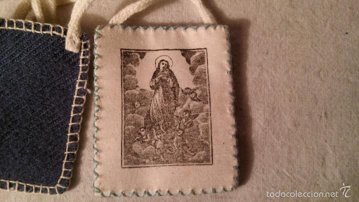 Antig&uuml;edades: LA140 ANTIGUO ESCAPULARIO VIRGEN - Foto 2