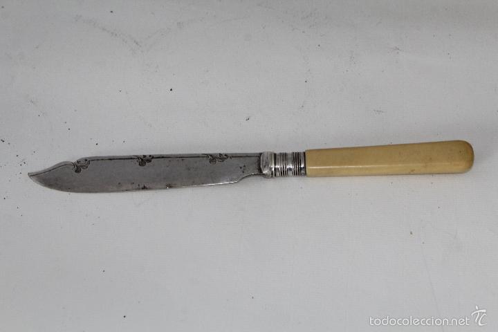 Antig&uuml;edades: cuchillo pescado plateado con mango de marff - Foto 2