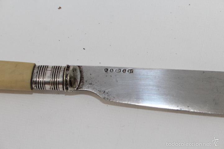 Antig&uuml;edades: cuchillo pescado plateado con mango de marff - Foto 3
