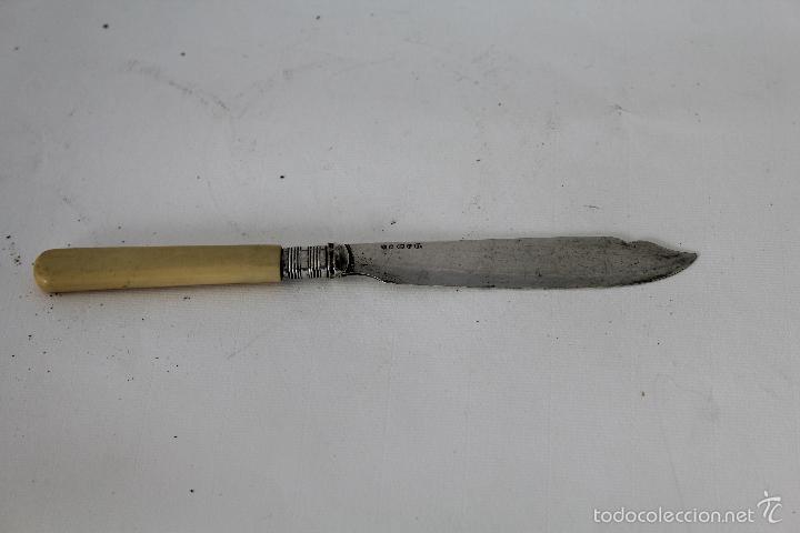 Antig&uuml;edades: cuchillo pescado plateado con mango de marff - Foto 5