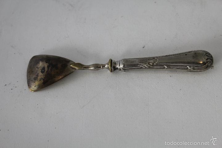 Antig&uuml;edades: cuchara salsera antigua plateada - Foto 6