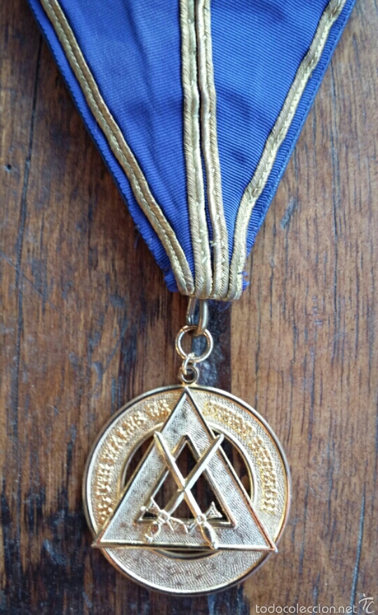 Antig&uuml;edades: Collar mas&oacute;nico con medalla - Foto 2