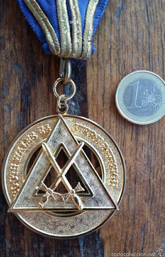 Antig&uuml;edades: Collar mas&oacute;nico con medalla - Foto 4