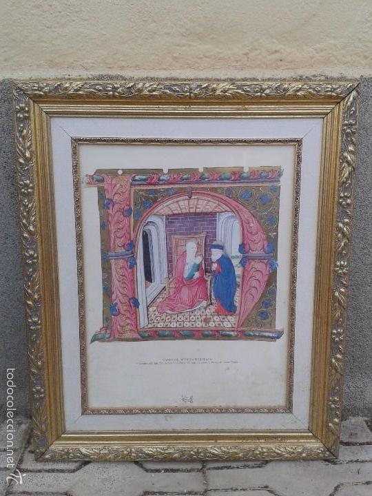 Antiquit&eacute;s: Cuadro cantoral musica gregoriana s. XVI catedral el burgo de osma Soria facs&iacute;mil en pergamino 58x49
