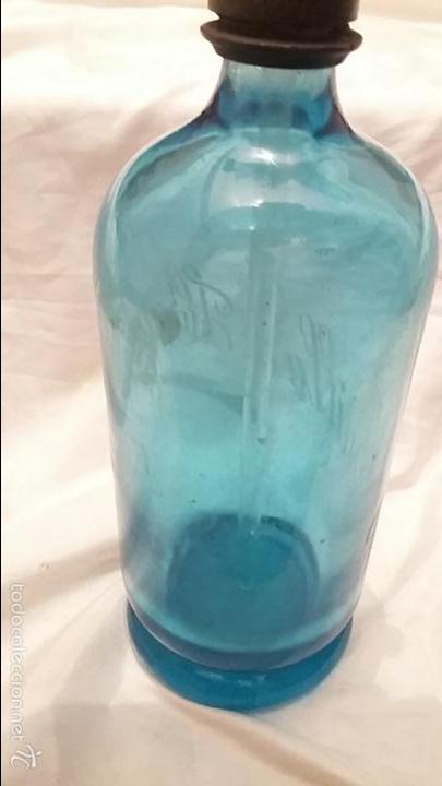 Antig&uuml;edades: Antiguo sif&oacute;n franc&eacute;s color azul. - Foto 3