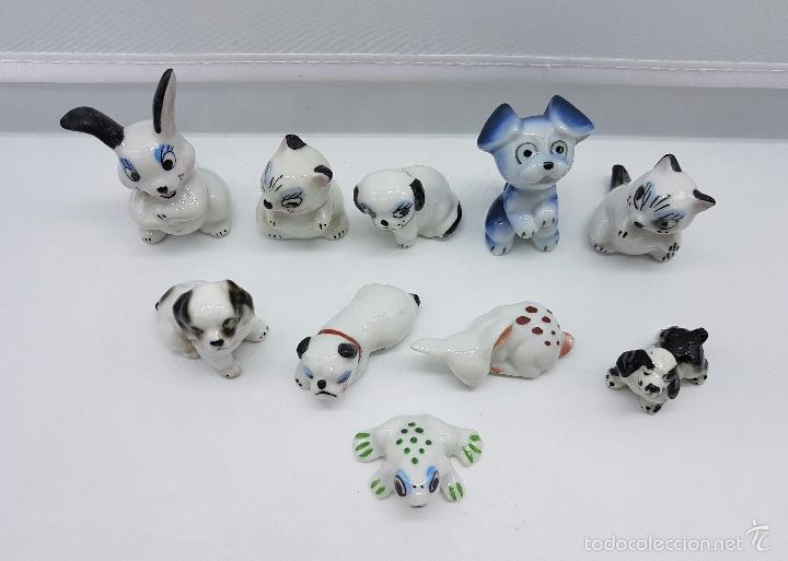 Antigüedades: Lote de animales en miniatura de porcelana Japonesa policromada a mano, años 50 . - Foto 2 - 58489053