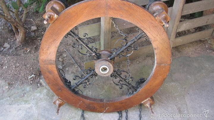 Antig&uuml;edades: Lampara circular de madera. - Foto 4