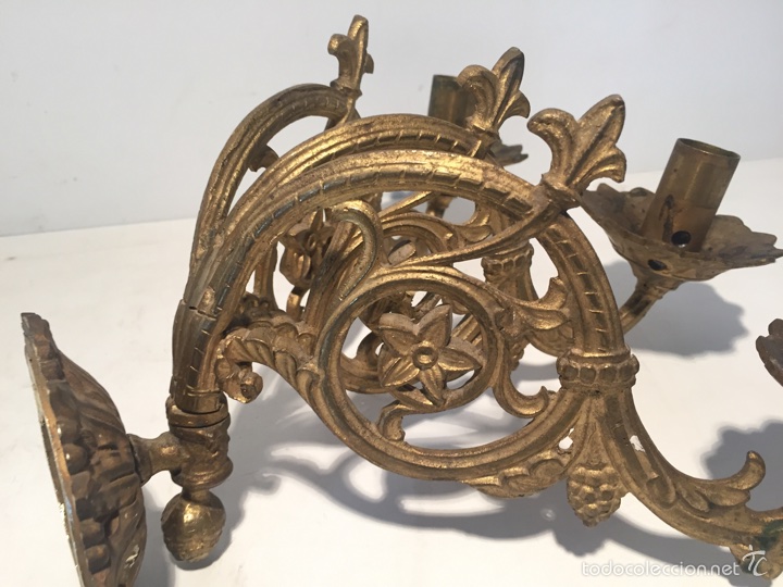 Antig&uuml;edades: CANDELABRO DE BRONCE DE PARET ANTIGUO. - Foto 5