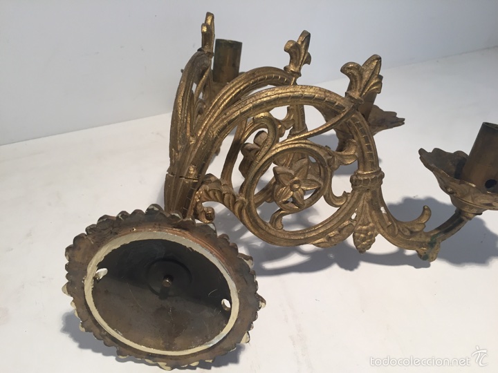 Antig&uuml;edades: CANDELABRO DE BRONCE DE PARET ANTIGUO. - Foto 6