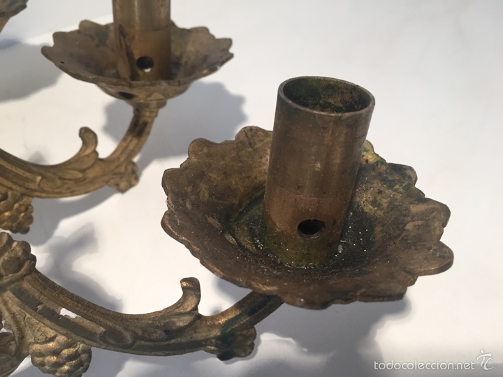 Antig&uuml;edades: CANDELABRO DE BRONCE DE PARET ANTIGUO. - Foto 7